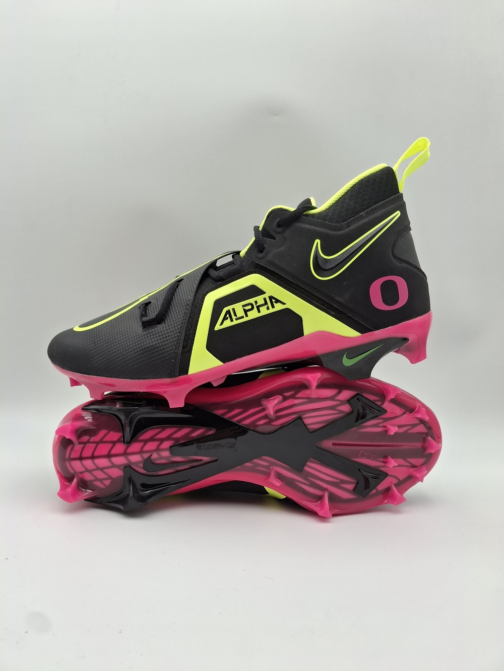 Nike Alpha Football Cleats Black Volt Pink Men's Size 14 Wide DH3358-067